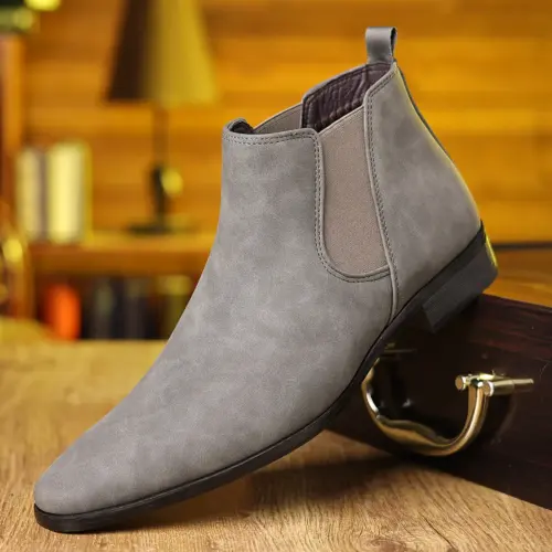 Men's Classic British-Style Suede Chelsea Boots | Comfortable Low-Heeled Business Casual Ankle Boots