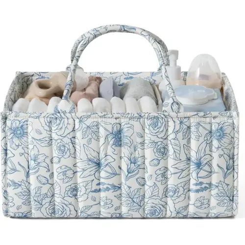 Large Capacity Portable Mommy Diaper Bag – Lightweight Handheld Mother & Baby Storage Tote (Printed Blue)