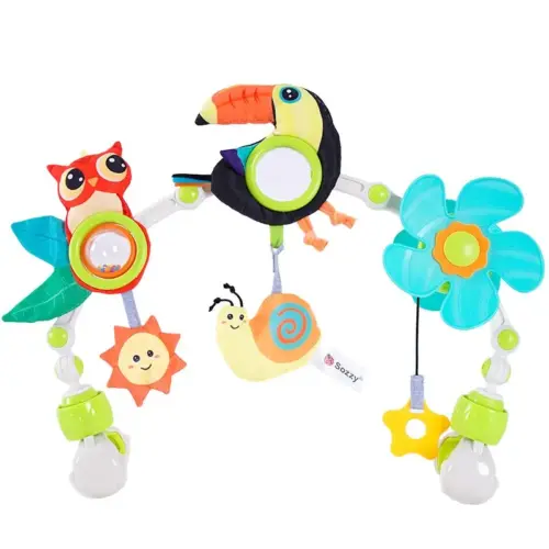 Hanging Sensory Stroller & Crib Toy - Soft Plush Bird Bed Clip for Early Childhood Development