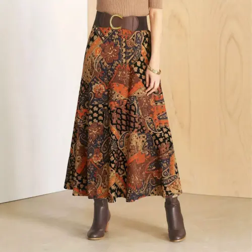 Women's Elegant British-Style A-Line Long Skirt - Autumn/Winter Casual Maxi Skirt