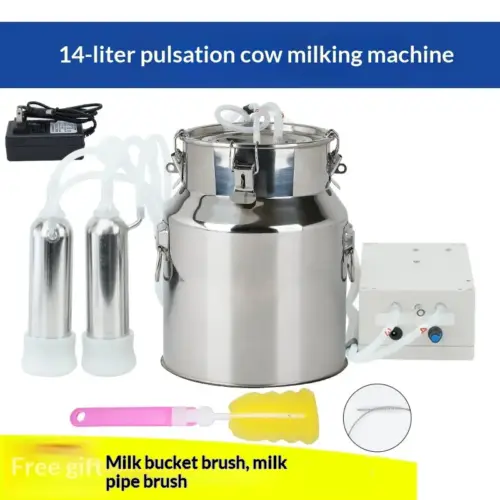 14L Automatic Pulsating Milking Machine for Cows, Goats, and Sheep – Portable Livestock Milker
