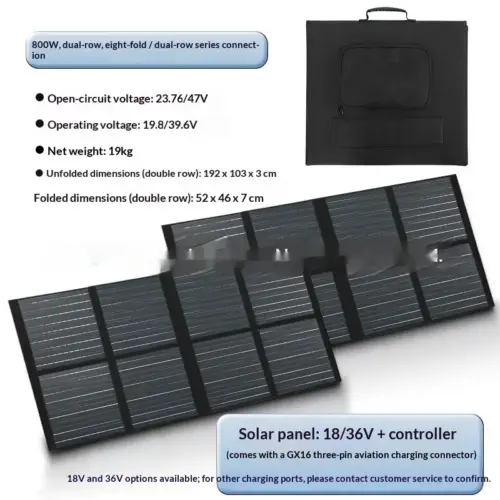 100W Foldable Monocrystalline Solar Panel Charger - Portable Outdoor Power Bank & Generator Adapter for Camping, RV, and Travel