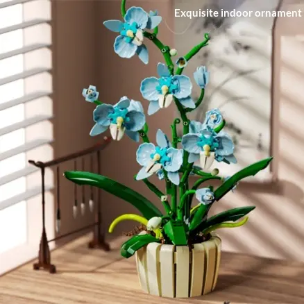 Botanical Orchid Building Block Flower Set - Creative DIY Artificial Floral Display for Home & Office Decor