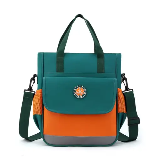 Kids Unisex Oxford Tutoring & Art File Tote Bag – Multi-Way Handheld & Shoulder Bag for Primary School & After-School Classes (Green)